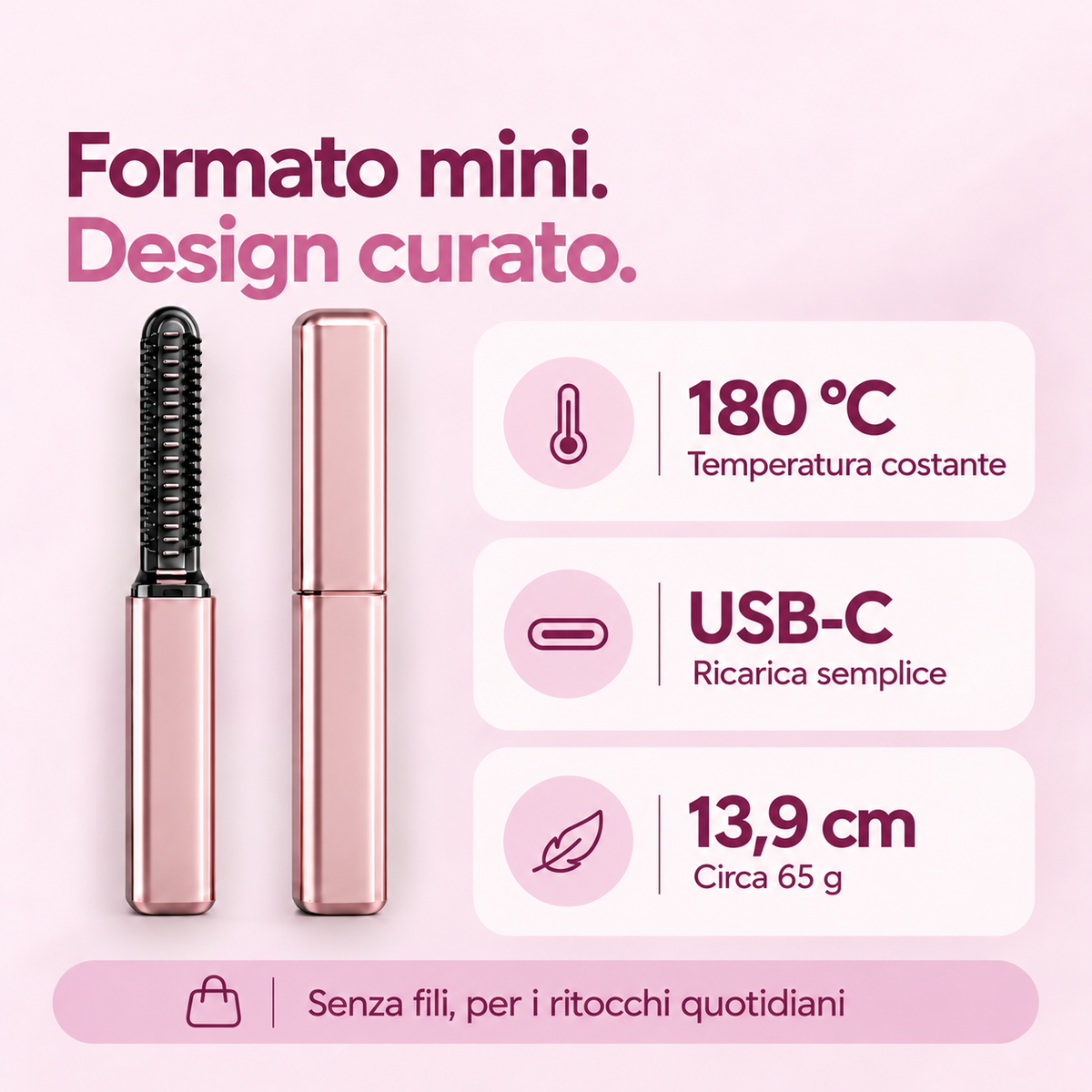 Lissavia Mini — Spazzola riscaldante senza fili