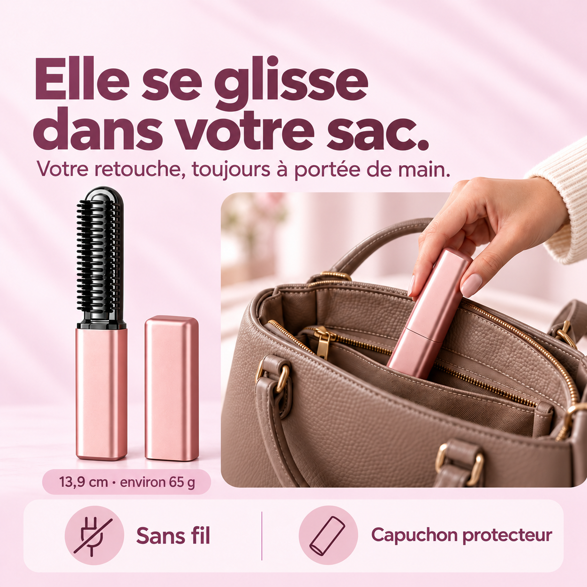 Lissavia Mini — Brosse chauffante sans fil
